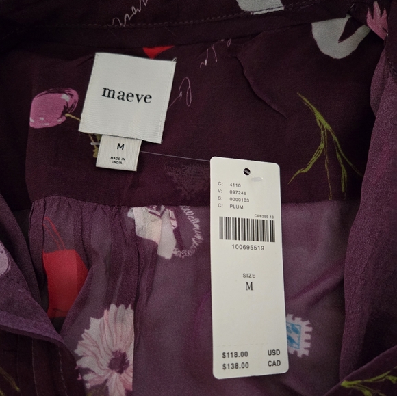 NWT Danielle Kroll x Maeve Sheer Chiffon Buttondown Shirt - Picture 5 of 8